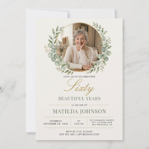 Elegant Photo Botanical 60th Birthday Invitation