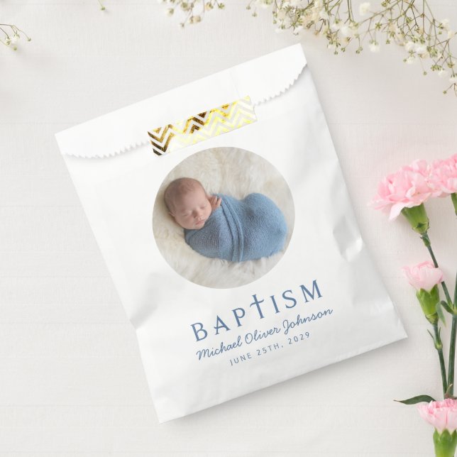 Elegant Photo Boy Baptism Favour Bags (Sealed)