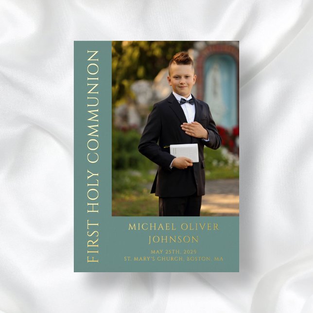 Elegant Photo Boy First Communion (Elegant Photo Boy First Communion Foil Invitation)
