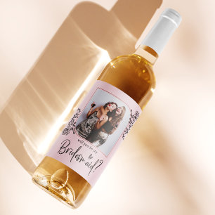 Elegant Photo Bridesmaid Proposal Wine Label