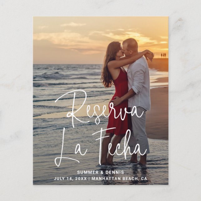 Elegant Photo Budget Spanish Wedding Save the Date Flyer (Front)