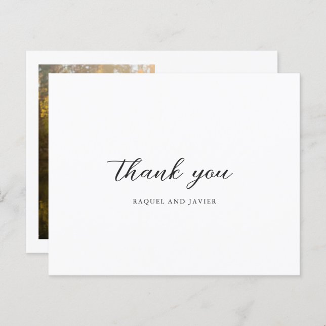 Elegant Photo Budget Wedding Thank You Card (Front/Back)
