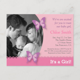 Elegant Photo butterfly baby shower party Invitation