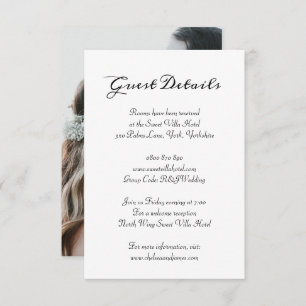 Elegant Photo Calligraphy Guest Hotel Details  Enclosure Card