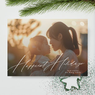 elegant photo calligraphy Happiest Holiday Card