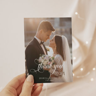 Elegant Photo Calligraphy Wedding Thank You