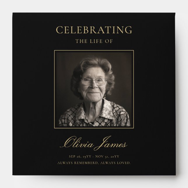Elegant Photo Celebration of Life Funeral Envelope (Front)