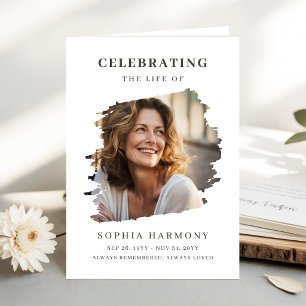 Elegant Photo Celebration of Life Funeral Program Card