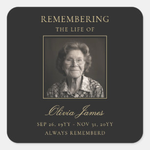 Elegant Photo Celebration of Life Funeral Square Sticker
