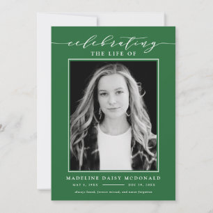 ELEGANT PHOTO CELEBRATION OF LIFE MEMORIAL FUNERAL INVITATION