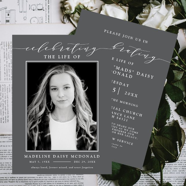 ELEGANT PHOTO CELEBRATION OF LIFE MEMORIAL FUNERAL INVITATION (Creator Uploaded)