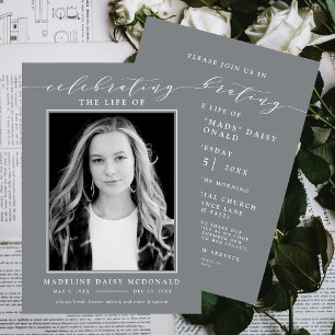 ELEGANT PHOTO CELEBRATION OF LIFE MEMORIAL FUNERAL INVITATION