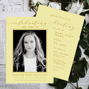 ELEGANT PHOTO CELEBRATION OF LIFE MEMORIAL FUNERAL INVITATION
