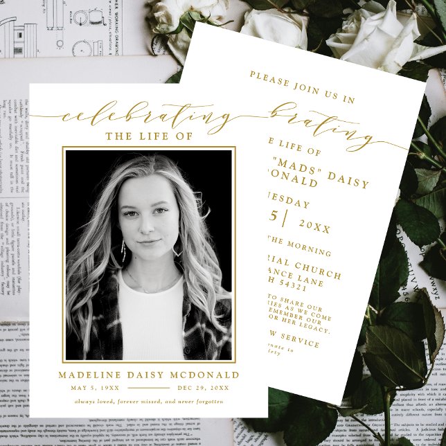 ELEGANT PHOTO CELEBRATION OF LIFE MEMORIAL FUNERAL INVITATION (Creator Uploaded)