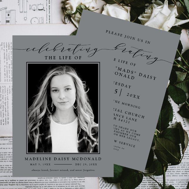 ELEGANT PHOTO CELEBRATION OF LIFE MEMORIAL FUNERAL INVITATION (Creator Uploaded)