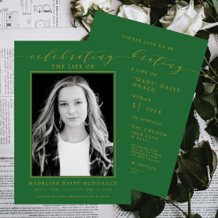 ELEGANT PHOTO CELEBRATION OF LIFE MEMORIAL FUNERAL INVITATION