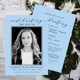 ELEGANT PHOTO CELEBRATION OF LIFE MEMORIAL FUNERAL INVITATION