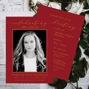 ELEGANT PHOTO CELEBRATION OF LIFE MEMORIAL FUNERAL INVITATION