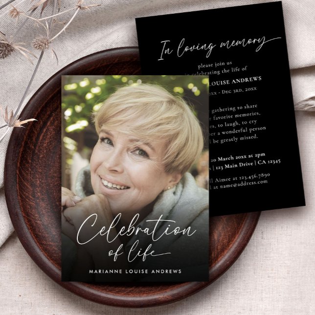 Elegant Photo Celebration of Life Memorial Invitation (Creator Uploaded)