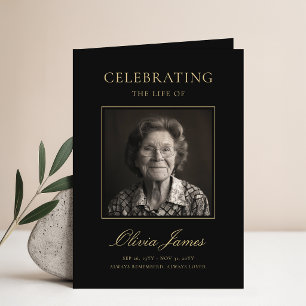 Elegant Photo Celebration of Life Program Card