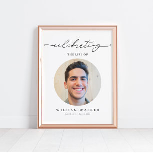 Elegant Photo Celebration Of Life Welcome Poster
