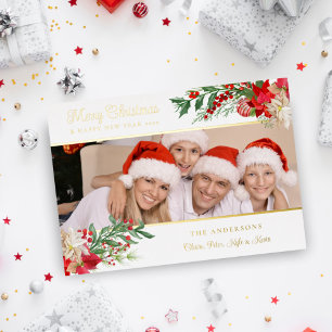 Elegant Photo Classic Merry Christmas Poinsettias