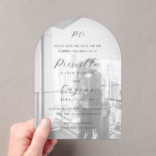 Elegant Photo Classic Wedding Save the Date Acrylic Invitations