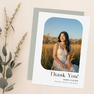 Elegant Photo Collage Black and White Graduation Thank You Card