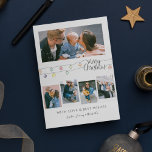 Elegant | Photo Collage Christmas Holiday Card<br><div class="desc">This stylish and simplistic photo collage designed christmas greetings card is the perfect start to your christmas celebrations. The card features 5 photos,  a string of coloured baubles,  saying 'Merry christmas' and a personal message.</div>