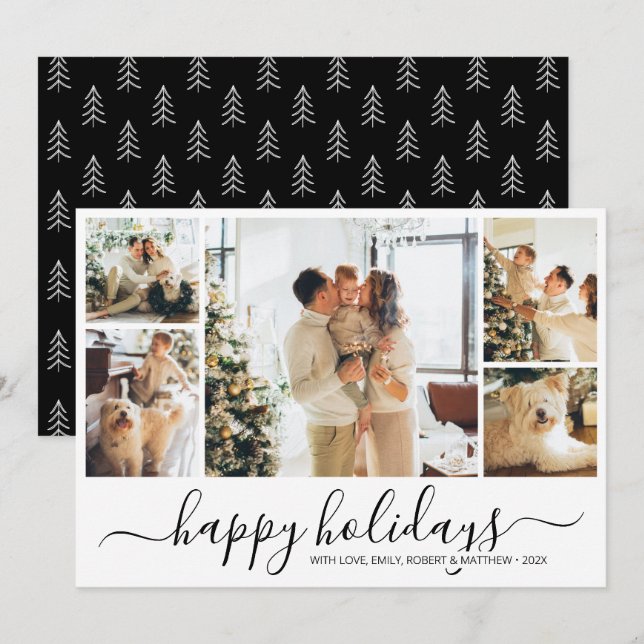 Elegant Photo Collage Christmas Holiday Card (Front/Back)