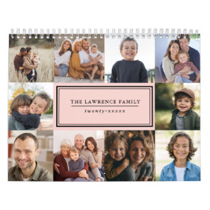 ELEGANT PHOTO COLLAGE FAMILY PHOTO 2027 BLUSH CALENDAR