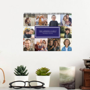 ELEGANT PHOTO COLLAGE FAMILY PHOTO NAVY 2027 CALENDAR