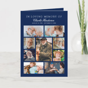 Elegant Photo Collage Folded Funeral Program Card