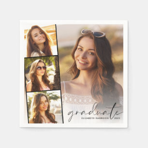 Elegant Photo Collage Graduation Party Napkin