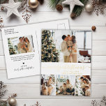 Elegant Photo Collage Holiday Gold Foil Postcard<br><div class="desc">Elegant Calligraphy Minimalist Gold Foil Script 4 Photo Collage Merry Christmas Holiday Postcard. This festive, mimimalist, whimsical four (4) photo holiday card template features a pretty photo collage and says „Merry Christmas”! The „Merry Christmas” greeting text is written in a beautiful hand lettered swirly swash-tail font type in gold on...</div>