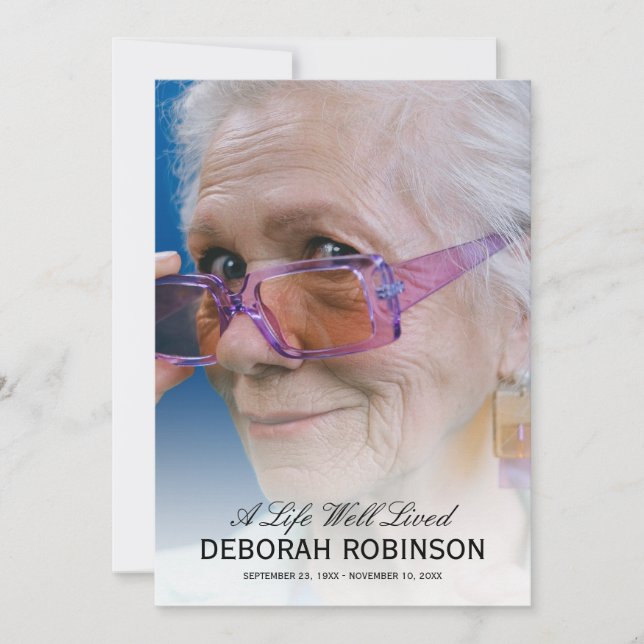 Elegant Photo Collage Memorial Thank You Card (Front)