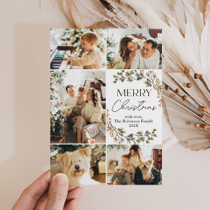 Elegant Photo Collage Merry Christmas Holiday Card