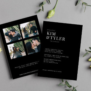Elegant photo collage modern typography wedding invitation