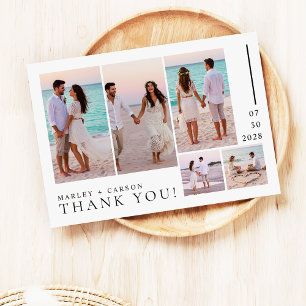 Elegant Photo Collage Modern Wedding Thank You Card