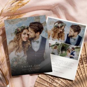 Elegant Photo Collage Modern Wedding Thank You Card