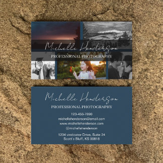 Elegant Photo Collage Professional Photography Business Card