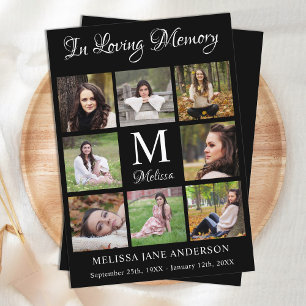Elegant Photo Collage Sympathy Memorial Funeral  Thank You Card