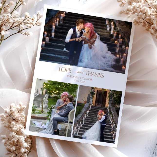 Elegant Photo Collage Typography message Wedding Thank You Card (Creator Uploaded)