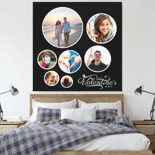 Elegant Photo Collage Valentine’s Gift Large Canvas Print