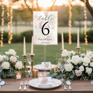 Elegant Photo Collage Wedding Table Number Card