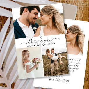 Elegant Photo Collage Wedding Thank You Card