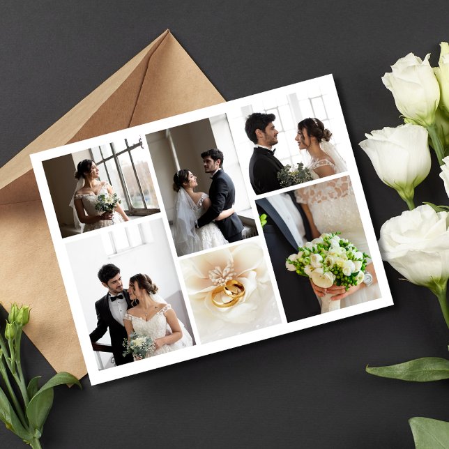 Elegant Photo Collage Wedding Thank You Card (Elegant Photo Collage Wedding Thank You Card)