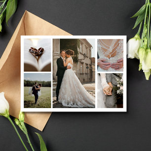 Elegant Photo Collage Wedding Thank You  Postcard