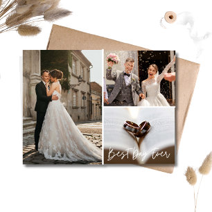 Elegant Photo Collage Wedding Thank You Postcard