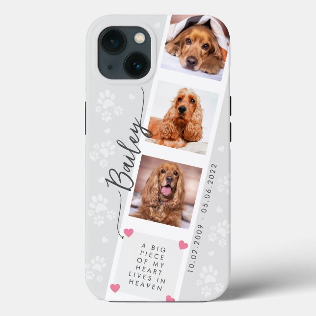 Elegant Photo Collage with Paw Prints Pet Memorial Case-Mate iPhone Case (Back)